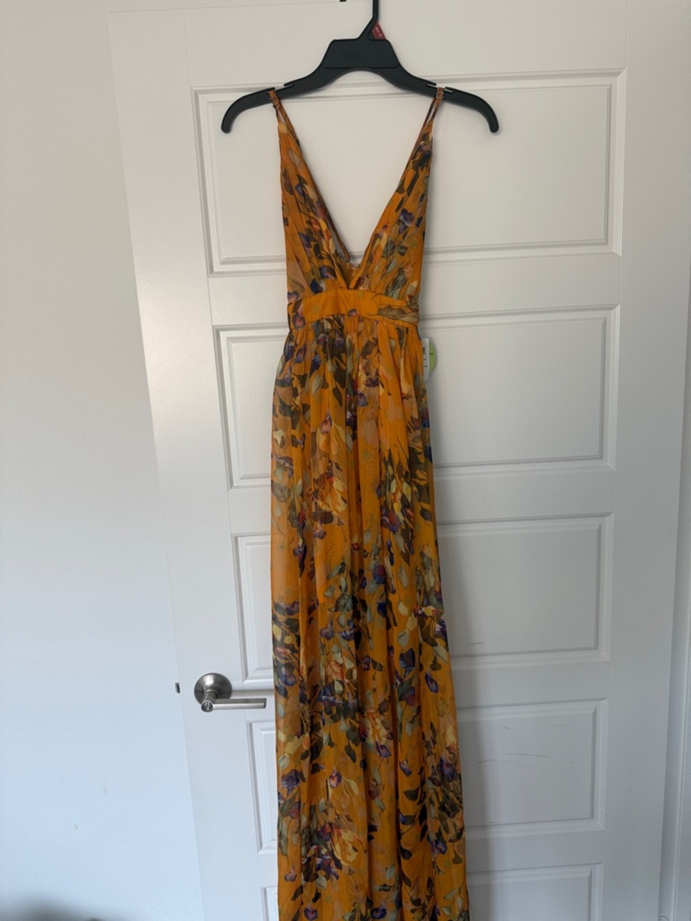Windsor Mustard Floral Plunge Maxi Dress